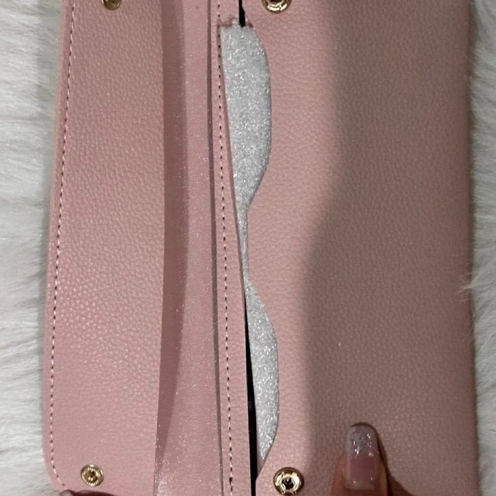 Blush Pink Minimalist Faux Leather Envelope Wallet